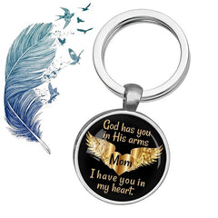 Angel Wings Time Gem Pendant Necklace Keychain Christmas Gift