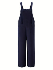 Solid Wide Leg Overall Jumpsuit Women's Clothing