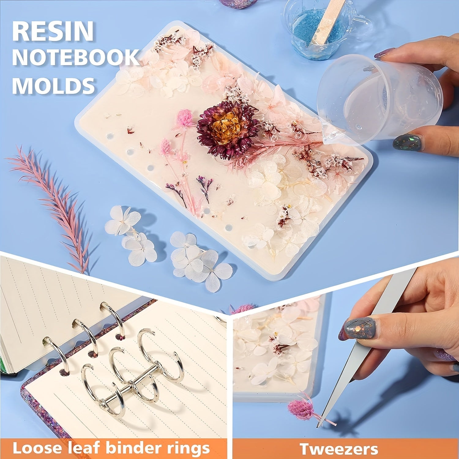 3Pcs Notebook Cover Resin Casting Molds Kit For A5 A6 A7