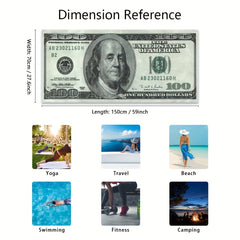 100 Dollar Bill Microfiber Beach Towel - Lightweight & Quick Drying