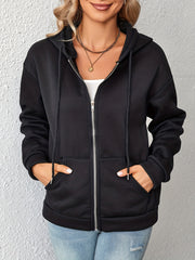 Zip Up Hoodie Kangaroo Pocket Long Sleeve