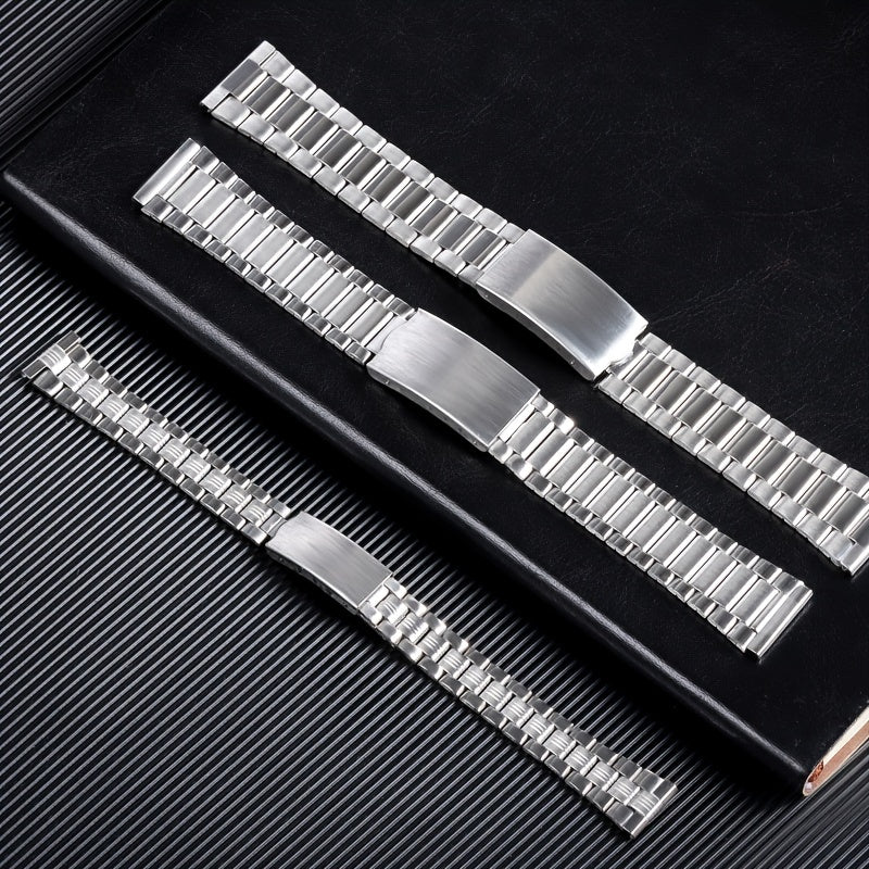 Stainless Steel Watch Band Metal Bracelet Folding Clasp Silver