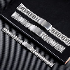 Stainless Steel Watch Band Metal Bracelet Folding Clasp Silver