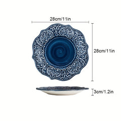 Embossed Dinner Plates Baroque Style Ceramic Tableware Kitchen