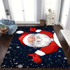 Christmas Santa Claus Carpet Floor Mat Soft Non-Slip Area Rug Machine Washable