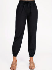 Solid Drawstring Jogger Pants Elastic Waist Casual Spring Summer