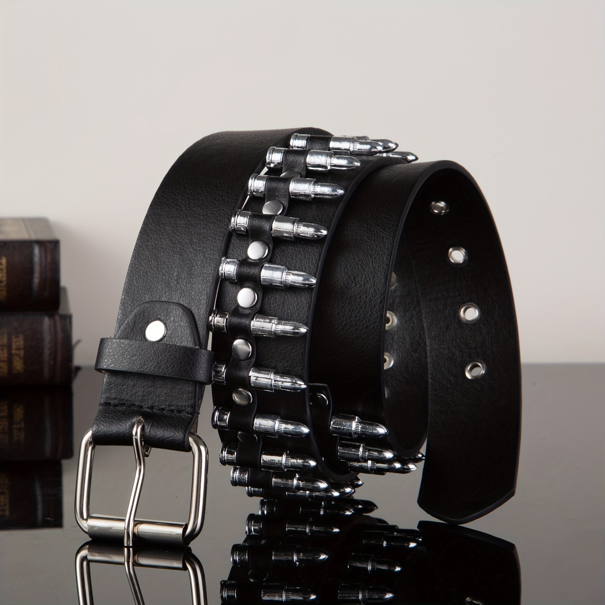 Men's PU Leather Rivet Belt Punk Metal Rock Decoration