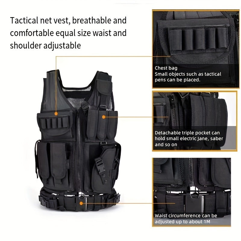 Outdoor Men's Vest With Detachable Belt And Holster