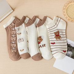5 Pairs Women's Ankle Cotton Low Cut Socks