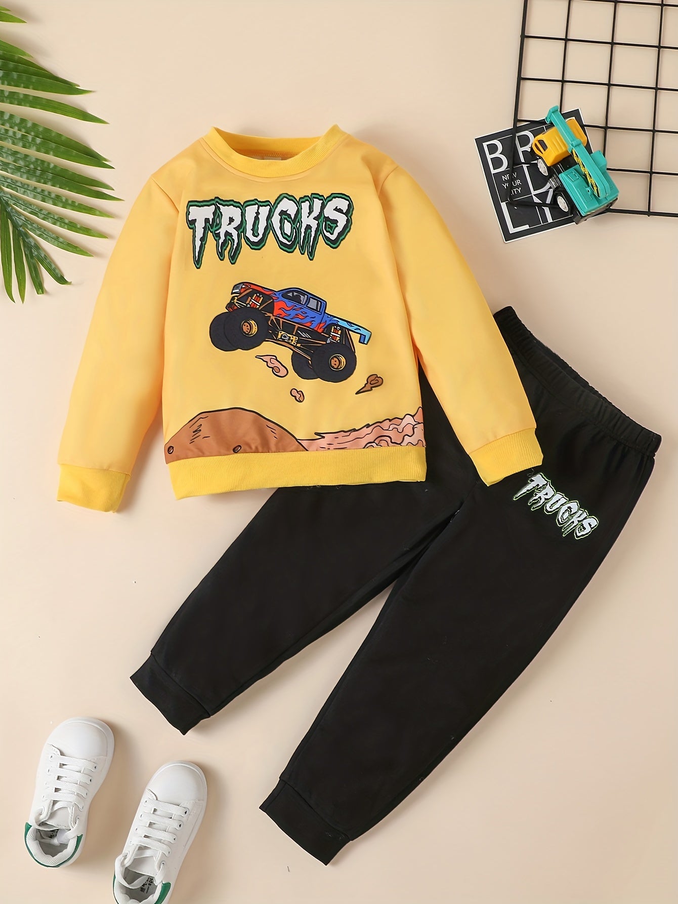 Boy's Excavator Truck Sweatshirt & Sweatpants Set