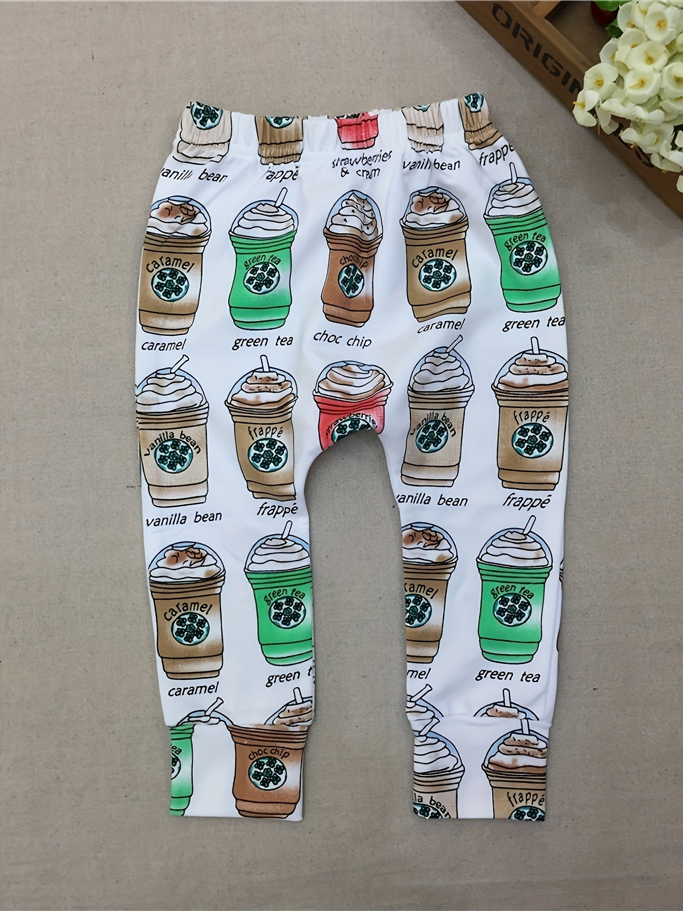 Newborn Coffee Print Baby Boys Leggings Trousers