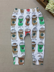 Newborn Coffee Print Baby Boys Leggings Trousers