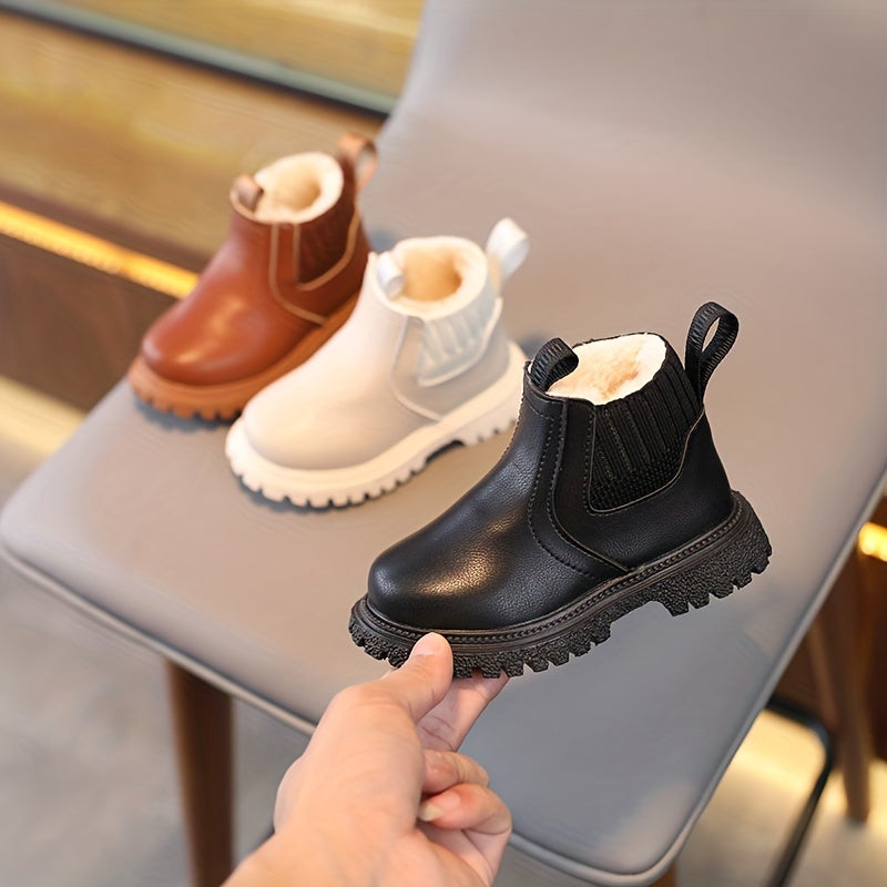 Vintage Style Girls' Ankle Boots with Fleece Lining