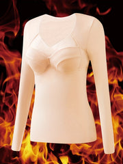 Mesh Stitching Thermal Long Sleeve Top Women's Lingerie
