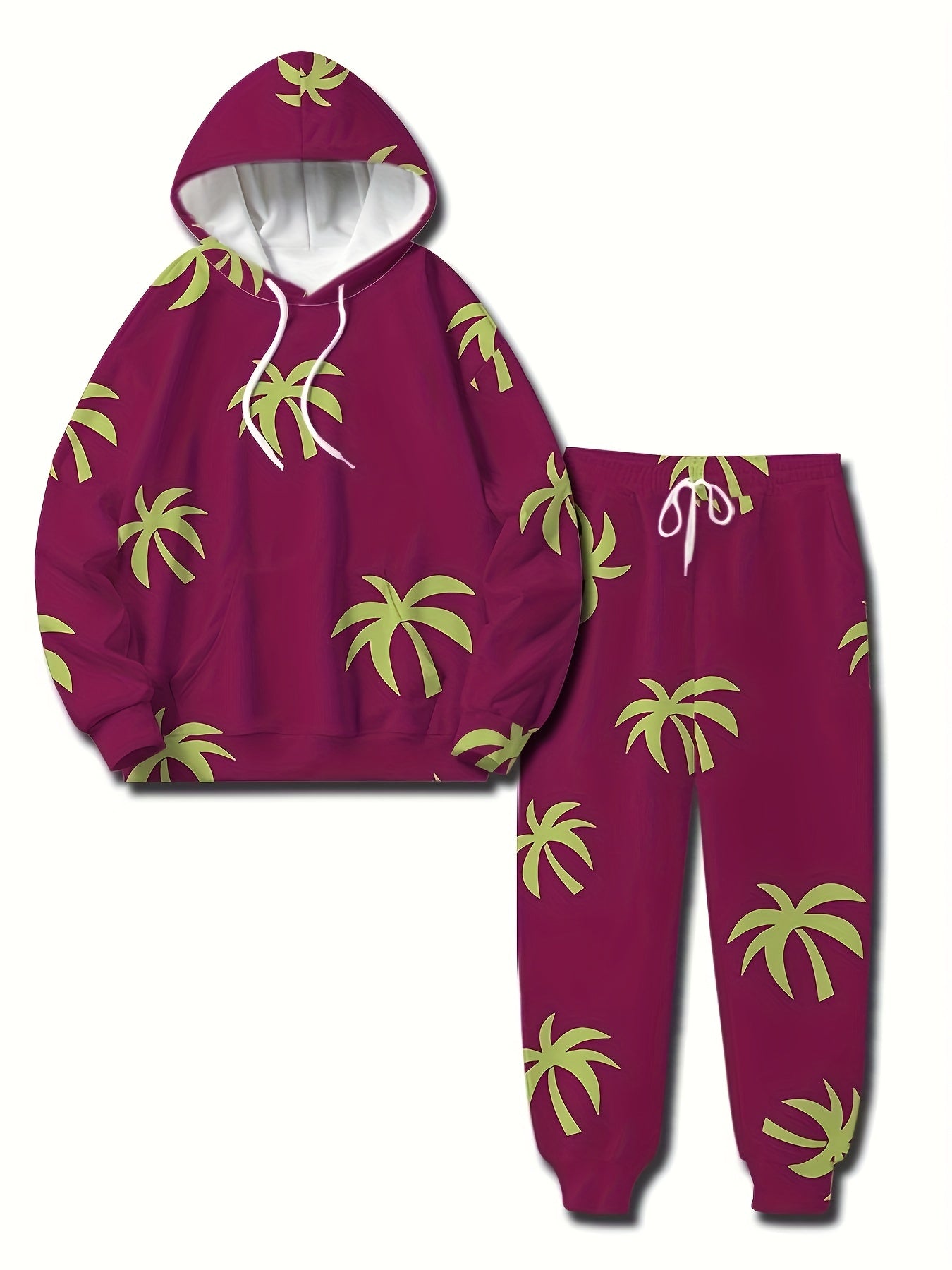 Flowers Print Men's 2pcs Hoodie & Sweatpants Set