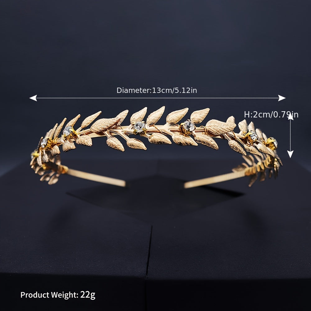 Golden Leaf Rhinestone Hairband Headband Princess Tiara