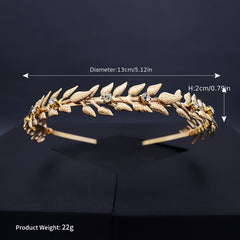 Golden Leaf Rhinestone Hairband Headband Princess Tiara
