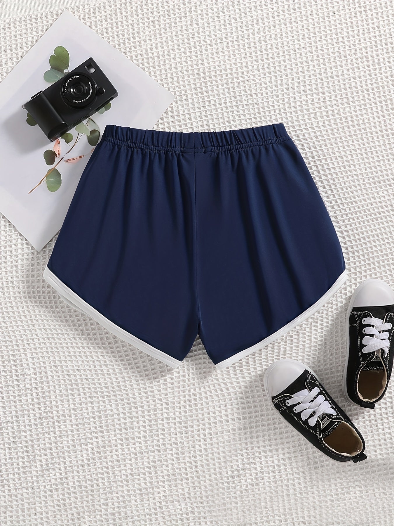 Girls' Basic Shorts Contrast Binding Comfortable And Breathable