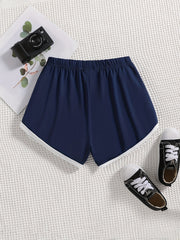 Girls' Basic Shorts Contrast Binding Comfortable And Breathable