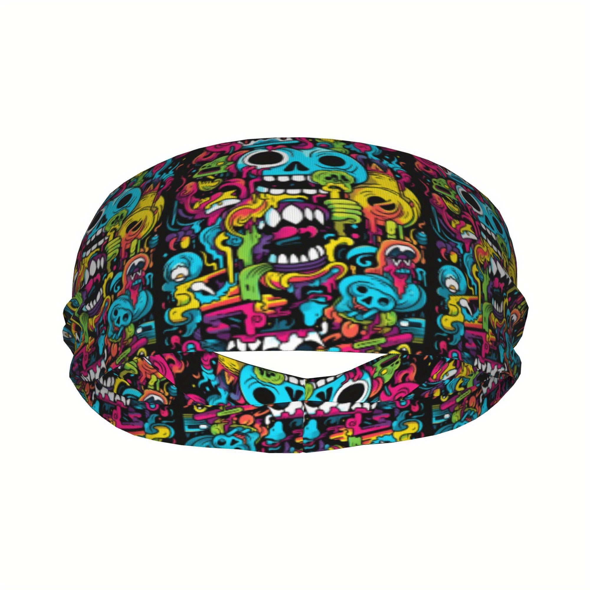Neon Print Unisex Sports Headband Sweat Wicking Stretchy Polyester
