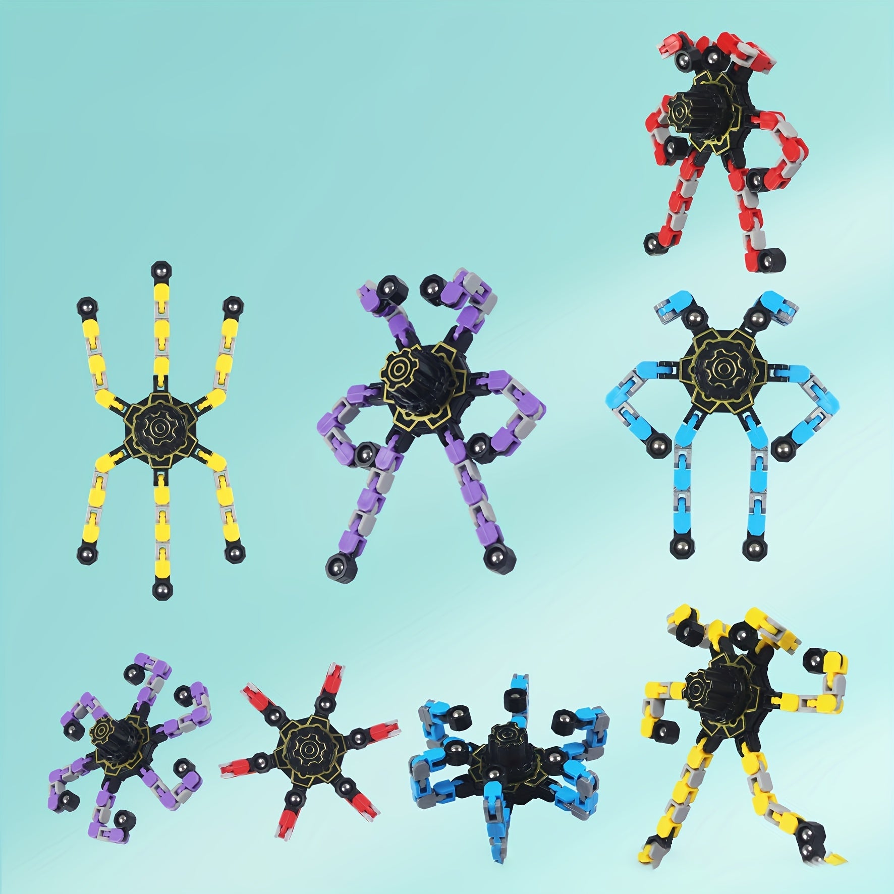 2pcs Transformable Fidget Spinner Toys for Kids Colorful Durable Plastic