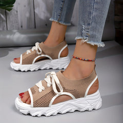 Women's Woven Platform Wedge Sandals Open Toe Breathable Summer Sandals