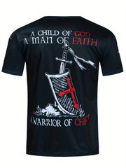 Vintage Knight Graphic T shirt 3D Print Crew Neck Tee for Men