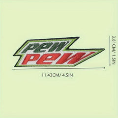 2pcs Pew Pew Funny Hook And Loop Embroidered Patch Outdoor Decoration