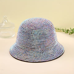 Rhinestone Sparkling Bucket Hat Silvery Hip Hop Sun Hat