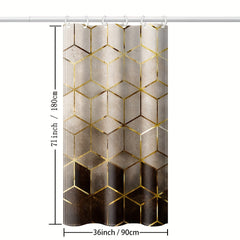 Brown Gradient Shower Curtain Honeycomb Plaid Print With Hooks