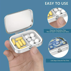 2 Compartment Pill Box Portable Case for Pocket or Purse