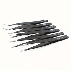 6pcs Stainless Steel Tweezers Multifunctional Tool For Model Making
