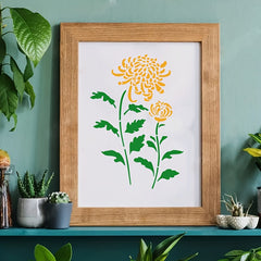Chrysanthemum Bamboo Pattern Stencil for DIY Painting on Wall Fabric Furniture