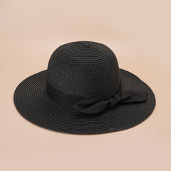 Summer Straw Hat Travel Beach Hat Bow Sun Hat UV Protection