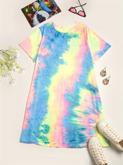 Tie Dye Ombre Print Short Sleeve Nightdress