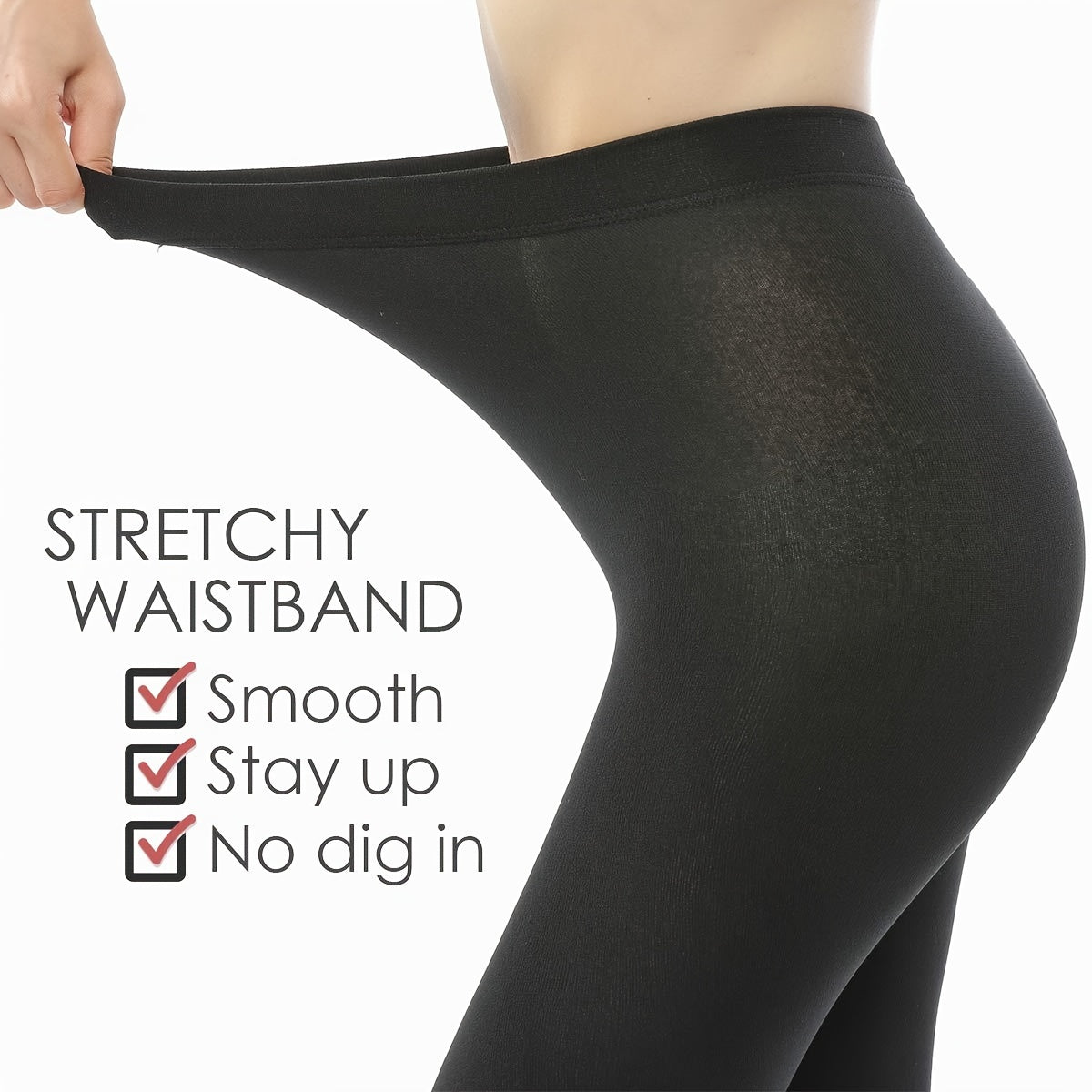 2 Pack Plush Lined Tights Opaque High Waist Thermal Elastic Leggings