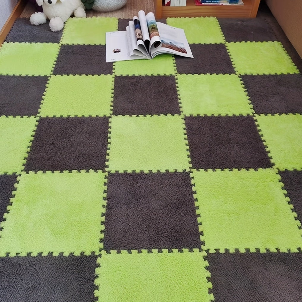 12pcs Plush Puzzle Foam Floor Mat Bay Window Mat Seat Mat