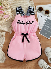 Cotton Ribbed Romper Spaghetti Strap for Toddler Girls