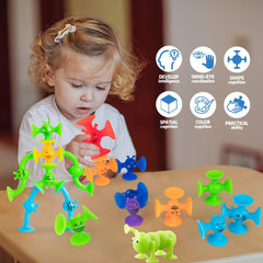 Suction Cup Stacking Toys for Kids - Montessori Bathtub Sensory Travel Toys
