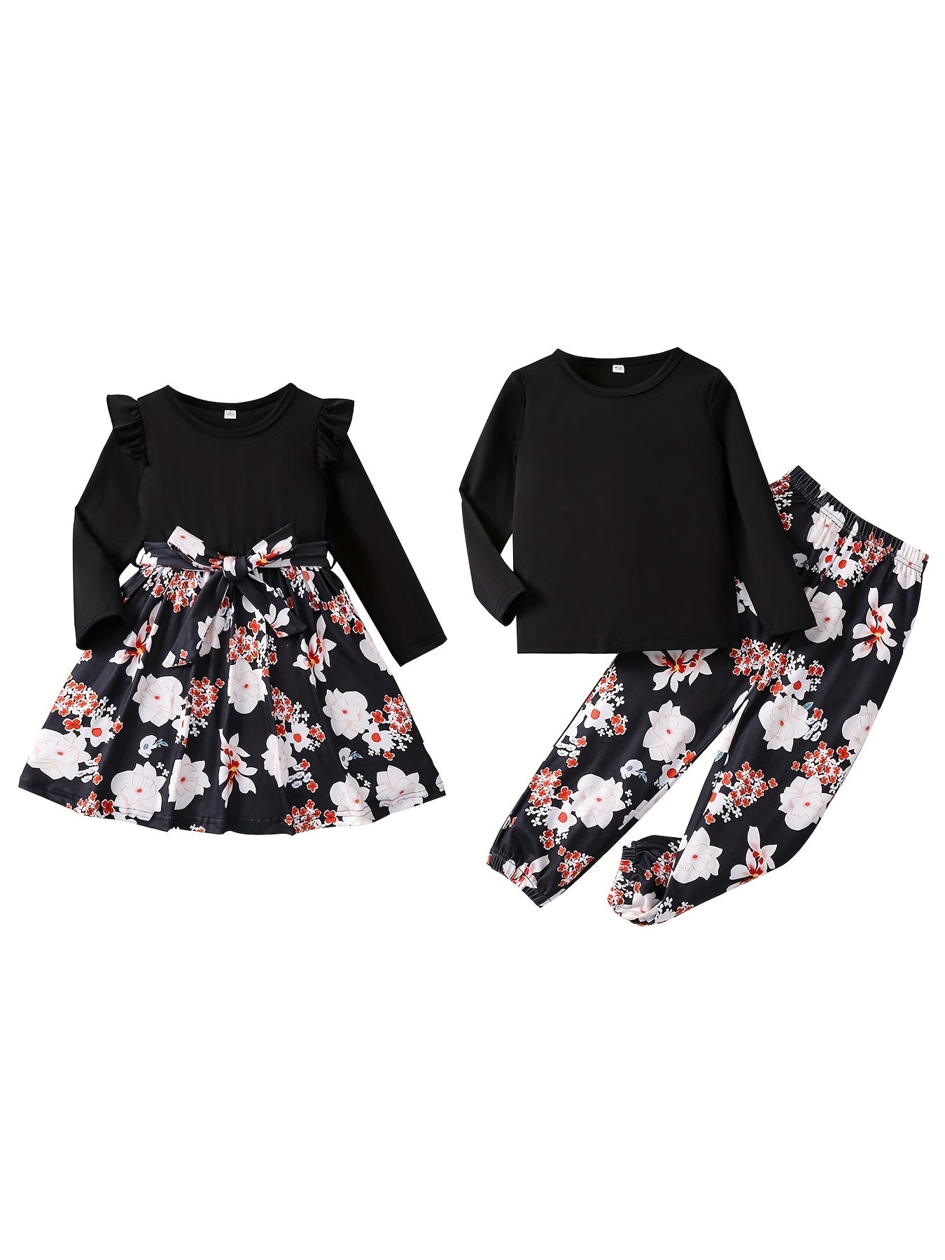 Floral Matching Dress & Top Pants Set for Sisters - Summer Family Outfits