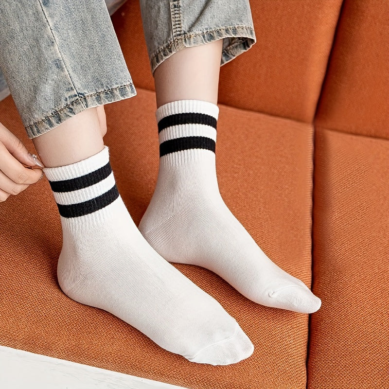 Striped Crew Sports Socks Women's Stockings