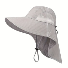 Unisex Mesh Sun Hat With Neck Flap Wide Brim Boonie Hat For Hiking Fishing