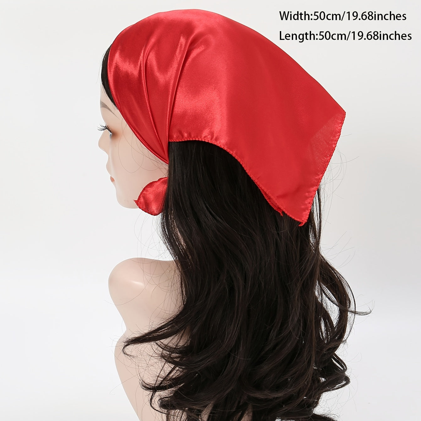 Small Square Satin Scarf Solid Casual Neckerchief Head Wrap Hair Accessories