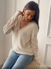 Casual V Neck Knitted Sweater for Fall & Winter