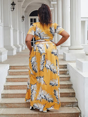 Floral Print Plus Size Crop Top & Maxi Skirt Set