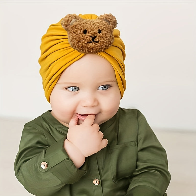 2pcs Baby Hair Bands Bear Soft Elastic Cartoon Hat And Hairband