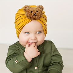 2pcs Baby Hair Bands Bear Soft Elastic Cartoon Hat And Hairband