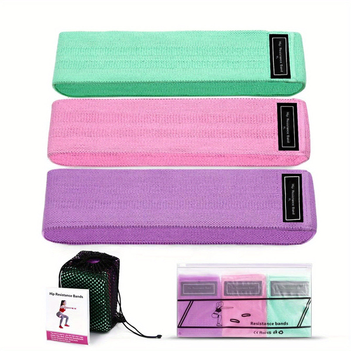 3pcs Elastic Resistance Band Hip Leg Thigh Circle Expander Bands