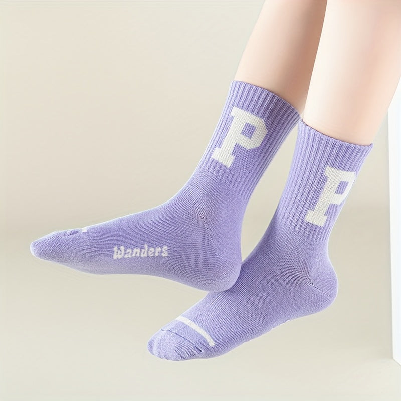 5 Pairs Kids Hiking Sports Socks, Sweat Absorbing Casual Socks