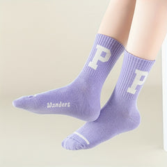 5 Pairs Kids Hiking Sports Socks, Sweat Absorbing Casual Socks